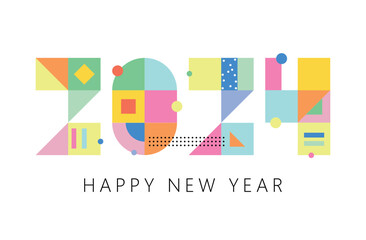 Happy new year 2024 vector illustration. Colorful design, trendy style, 2024 calendar