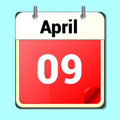 day on the calendar, vector image format, April 09