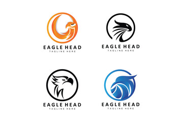 Eagle Head Logo Design, Flying Feather Animal Wings Vector, Product Brand Icon Illustration
