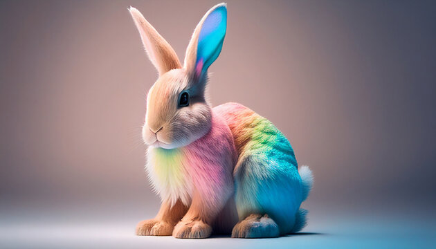 Easter bunny, rainbow color, rainbow rabitt