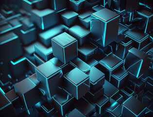 3D Futuristic cubes background Abstract geometric mosaic Square tiles pattern created with Generative AI technology