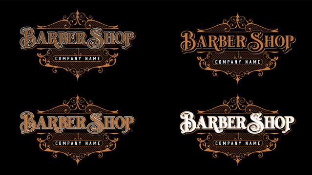 Set Of Vintage Barber Shop Badges With Typographics And Design E Stock  Illustration - Download Image Now - iStock