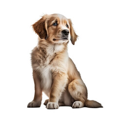 Cute dog in front on transparent background. PNG, ai