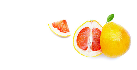 High vitamin C. Juicy grapefruit on white.