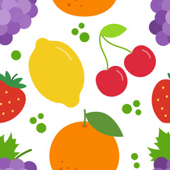 Fruits seamless pattern. Fruit and berry background.