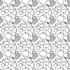 Fruits seamless pattern. Fruit and berry background.