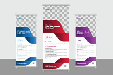 Corporate rollup banner, design, standee, vector, template, agency, abstract, elegant, banner, poster, hanger, x banner, calendar, company, real estate, business, constriction, buddings, banner, bande