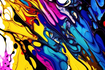 Modern abstract painting made of alcoholic ink. Colorful abstract painting background. Abstract colorful background, wallpaper. Modern art. Paint marble texture. Closeup of the pain - generative ai