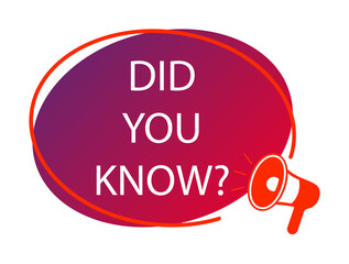 did you know tag, color, megaphone, red icon