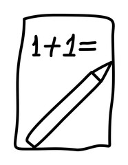 mathematical exercise on a sheet sketch icon