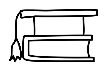 book and graduate cap sketch icon