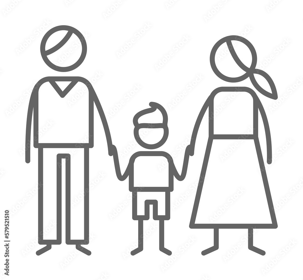 Sticker family, parents, baby icon illustration design art