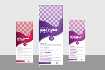 Corporate rollup banner, design, standee, vector, template, agency, abstract, elegant, banner, poster, hanger, x banner, calendar, company, real estate, business, constriction, buddings, banner, bande