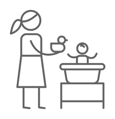 Bath, mother, baby icon illustration design art