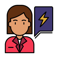 girl, women's day, speech bubbles,power icon