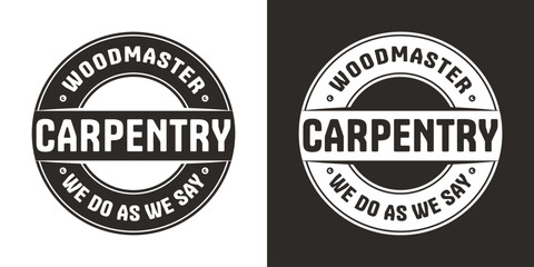 Fototapeta na wymiar Logo or emblem for carpentry or wood carving. Design for jointer and carpenter or workshop or woodworking