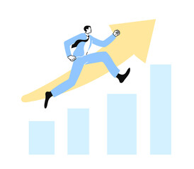 Man runs up the rising chart