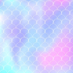 Holographic scale background with gradient mermaid.