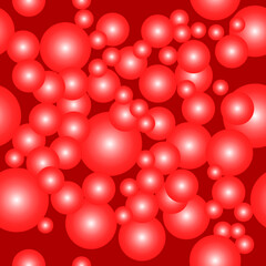 Red balls, bubble, on red background. Seamless pattern background. Vector illustration. Tablecloth, picnic mat, wrapper.