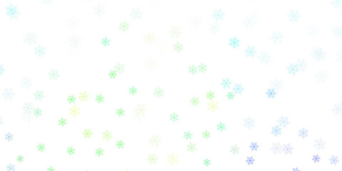 Fototapeta na wymiar Light blue, green vector doodle pattern with flowers.