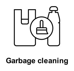 Garbage cleaning, brush, bottle icon