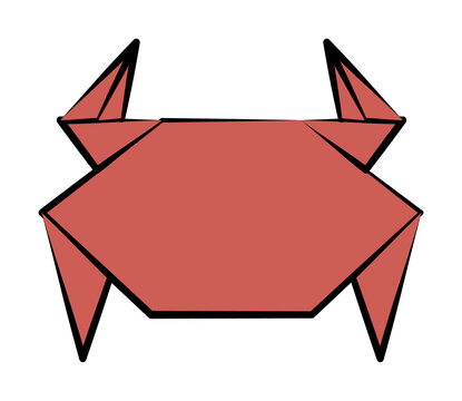 crab colored origami style icon