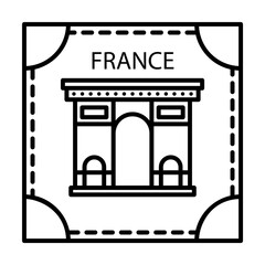 Passport stamp, visa, France icon