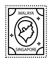 Obraz premium Passport stamp, visa, Malaya, Singapore icon