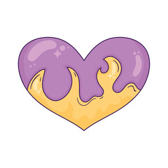 purple heart with flames