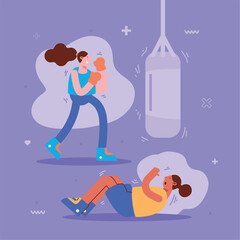 two girls practicing exercise