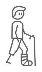 Broken leg, physiotherapy icon