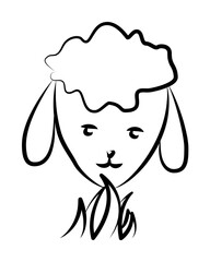 head of a sheep icon in sketch style