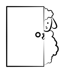sheep outside the door icon in sketch style