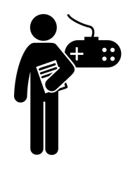 man with game degree icon illustration design art