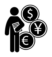 man with finance degree icon illustration design art