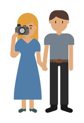 Tourists, camera cartoon icon