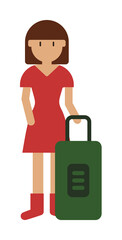 Suitcase, woman cartoon icon illustration design art