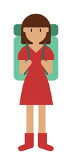 Backpack, woman cartoon icon illustration design art