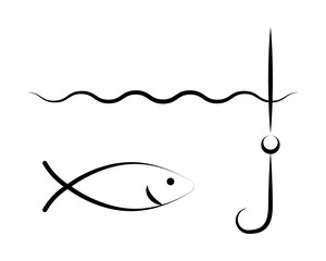 Fototapeta premium fishing icon illustration design art