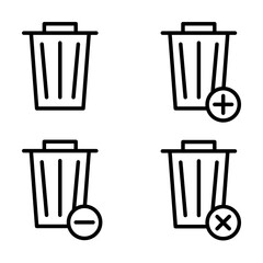 trash, box, plus, remove, minus sign icons