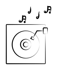 gramophone with music sketch