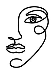 one line, face, woman icon illustration design art