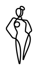 one line, body, woman icon illustration design art