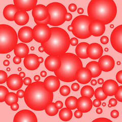Red balls, bubble, on red background. Seamless pattern background. Vector illustration. Tablecloth, picnic mat, wrapper.