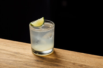 Gin lime and soda refreshing cocktail