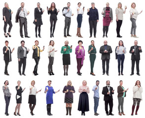 Fototapeta premium collage people holding coffee in hands isolated on white