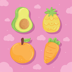 four fruits and vegetables