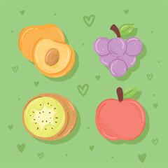 four fresh fruits healthy food