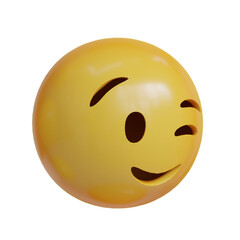 Winkwink expression 3D Emoji from side angle