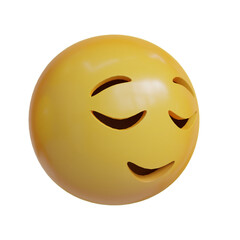 Satisfied expression 3D Emoji from side angle